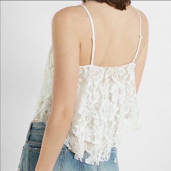 EXPRESS tiered pink lace front crisscross tank top size extra small - Picture 8 of 8